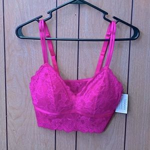 Lace Floral Bralette - Hot pink